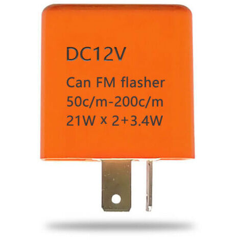 Relais clignotant universel, clignotant moto clignotant indicateur de vitesse 2 broches réglable LED clignotant relais 12V(Orange)