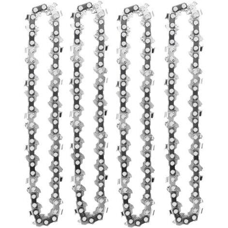 Lot de 4 chaînes de tronçonneuse 4 pouces –28 maillons d'entraînement –Compatible mini tronçonneuses électriques sans fil –Haute qualité
