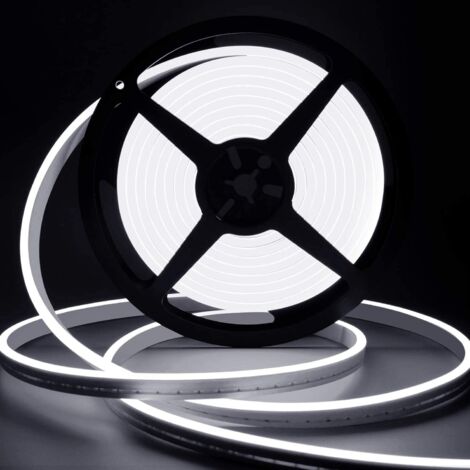 Ruban Led 10M, 24V 6000K Néon Blanc Dimmable Bande LED Lumineuse, IP65 Etanche Silicone Découpable Flexible Néon Lumière pour Chambre, Cuisine, Décoration