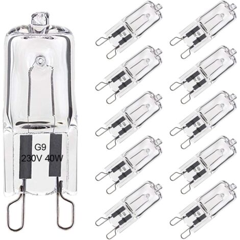 Ampoule G9 40W Pour Four Tolérance de 300°C, Ampoule Halogène G9 Dimmable Blanc Chaud, G9 Ampoules Capsule Filament 480LM 230V Lot de 10 (1/5)