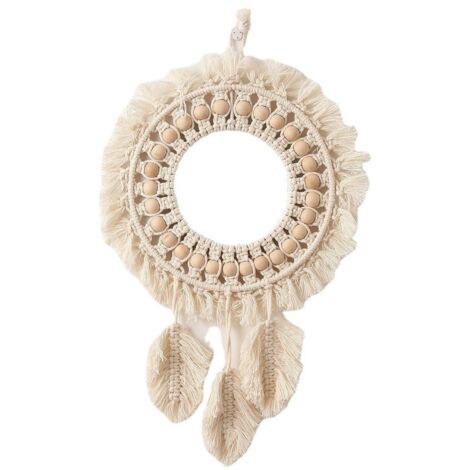 miroirs muraux macramés Faits à la Main à Suspendre avec Franges Rondes pour Appartement, Salon, Chambre à Coucher, Chambre à Coucher, décoration de la Maison Moderne (1/5)
