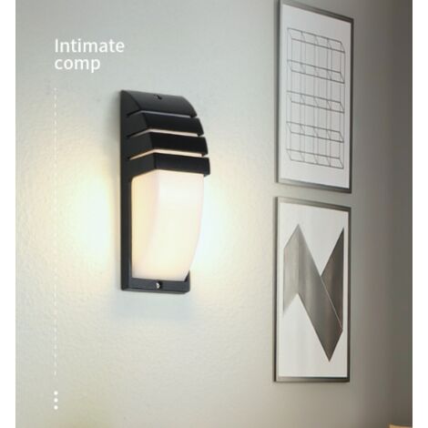 Applique murale à LED 9W, applique murale moderne, toujours allumée, lumière blanche, veilleuse étanche pour jardin, balcon, terrasse, couloir, patio, mur extérieur. (1/5)