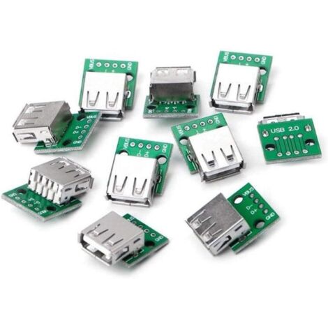 10Pcs USB 2.0 Femelle Tête Dip 4p Droite Fiche Adaptateur Plug A été Soudé Câble de données de téléphone Portable USB-03