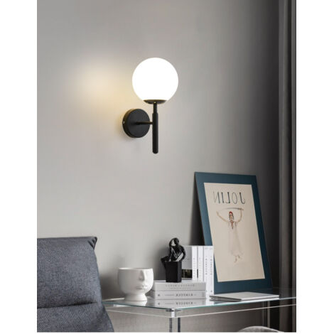 Applique moderne Applique à LED Applique à LED Miroir Applique à LED Applique en cristal Applique moderne Intérieur. Couvercle blanc laiteux - modèle noir sans source de lumière E27. (1/4)