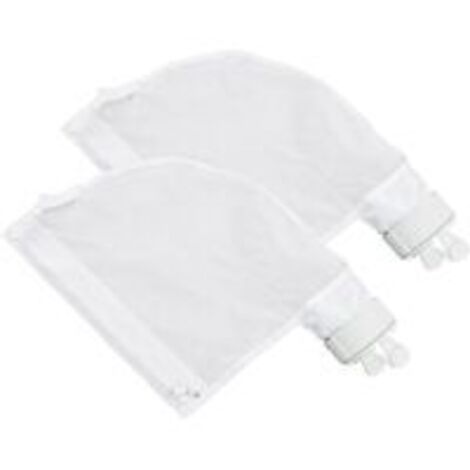 Lot de 2 Sacs Filtrants pour Nettoyeur de Piscine Polaris 280 et 480 Design Zippé et Réglable en Blanc