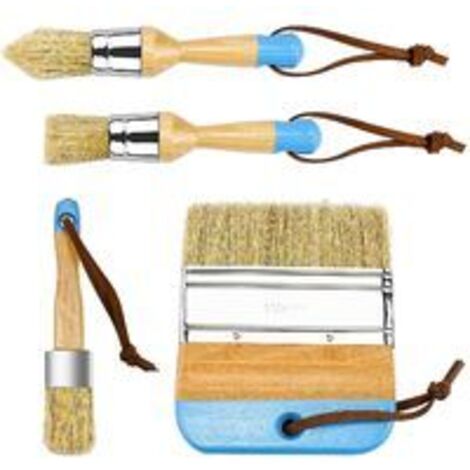 4 pièces pinceaux à craie pinceaux à craie et à cire en bois pinceaux à pochoir naturels pinceaux ronds à poils bricolage peinture pinceaux à cirer pour meubles en bois décoration d'intérieur (1/5)