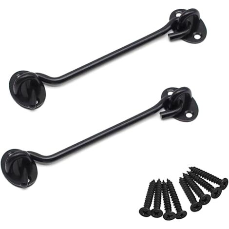 2 Pièces Crochet de Cabine Oeil Porte Loquet en Acier Inoxydable avec Vis 6 Pouces pour Les Portes de Garage de Porte de Hangar - Noir