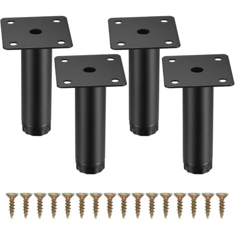 4 Pièces Pieds de Meuble, 8 cm/3,15 Pouces Pieds de Meubles Réglables, Pieds de Support en Fixation en Métal pour Meubles/Table/Chaise/Bureau/Cuisine/Armoire/Canapé