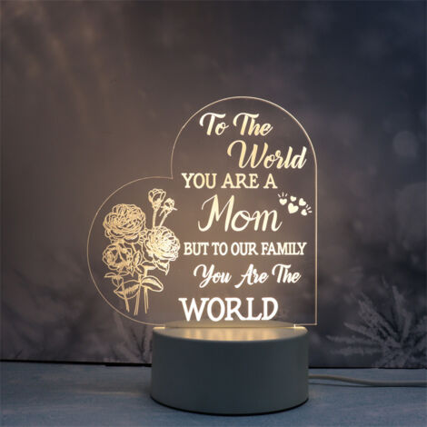Cadeau Fete Des Meres, Cadeau Maman - Veilleuse En Acrylique, Cadeau Anniversaire Maman, Cadeau pour Maman Original, Idee Cadeau Maman Noel, Cadeaux Spéciaux et Significatifs pour Maman [Classe énergé