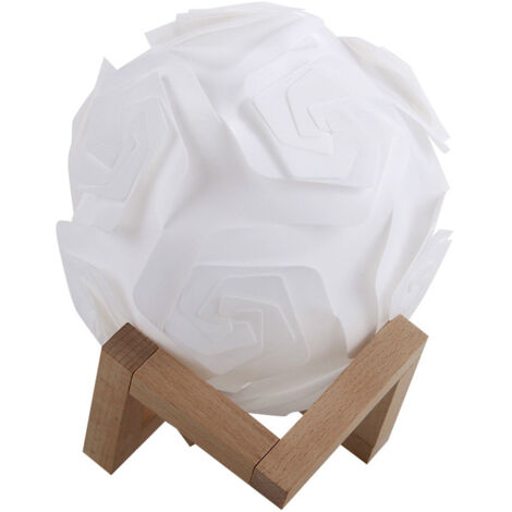 Lampe de chevet-Lumière LED veilleuse créative USB petite lampe de bureau bricolage avec support en bois (1/4)