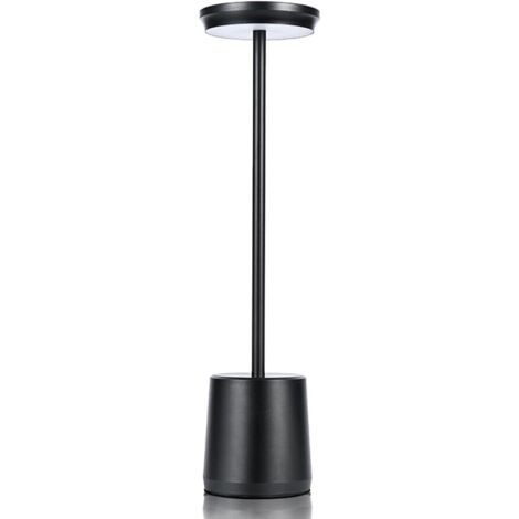 Lampe de bureau sans fil en métal, lampe de table LED portable avec capteur tactile, lampe rechargeable en aluminium 3 couleurs, lampe de luminosité à 3 niveaux, veilleuse, lampe de chevet, lampe de s (1/5)