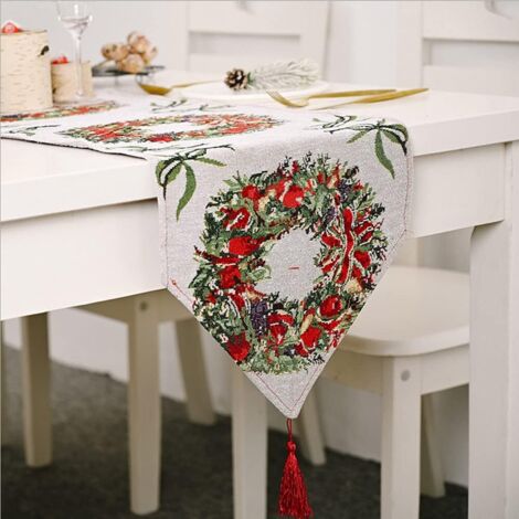 Nappe de Noël, Nappe de Décoration de Table de Noël, Décoration de Table de Noël, Chemin de Table de Noël, Nappe de 1,8m de Long Décorations de Noël, pour Décoration de Table de Noël (D,180 35cm) (1/5)