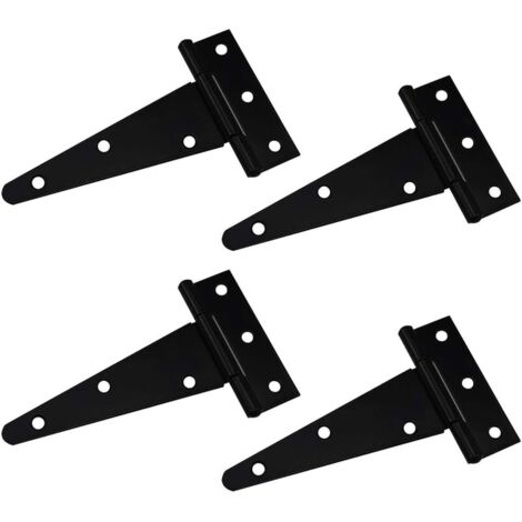 Charnières Charnière en T Charnière Triangulaire Charnière en T robuste Triangle galvanisé 4 pouces Noir Peut être utilisé pour accrocher des portes d'armoires portes de jardin boîtes en bois 4 pièces