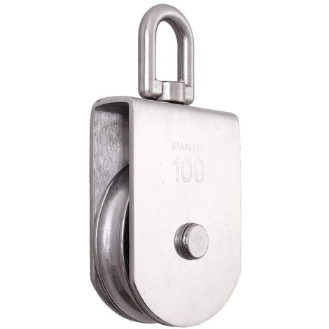 M100 levage rouleau à poulie unique chargement 1000 kg, bloc de poulie de corde de levage pivotant à roue unique en acier inoxydable 304 robuste