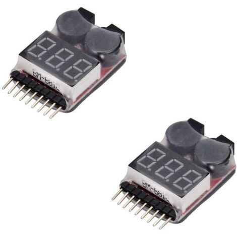 2PCS RC Lipo batterie moniteur alarme testeur Checker basse tension alarme buzzer avec indicateur LED pour 1-8 S Lipo LiFe LiMn batterie Li-ion