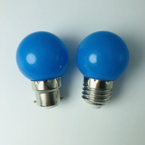 Paquet de 10 ampoules LED B22 1 W, ampoules à baïonnette de couleur, mini ampoules globe G45, rouge vert bleu orange jaune pour mariage, Halloween, Noël (bleu) (1/3)