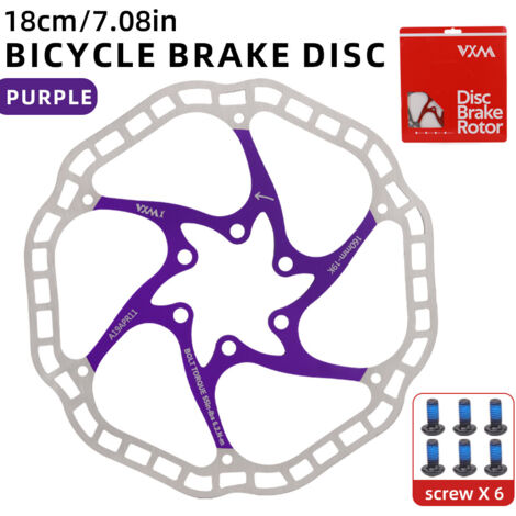 disque flottant violet de 180 mm Disque de frein flottant VXM pour vélo, 160/180 mm, plaquettes de frein à disque à six broches (1/5)