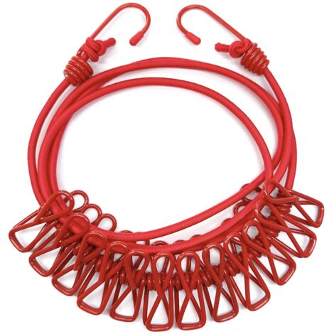 Sac OPP rouge Corde à linge pour voiture pour le séchage en extérieur, balcons de dortoirs scolaires et pinces pour corde à linge intérieure (aucun perçage requis). (1/5)
