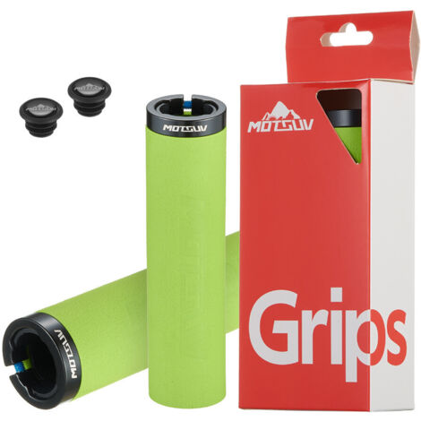Corps vert avec anneau noir Poignées de guidon de vélo, guidons de verrouillage ultralégers en alliage d'aluminium, guidons en mousse antidérapants et amortissants, accessoires de vélo. (1/5)