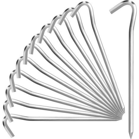 80 pièces argentées Piquets de tente en forme de 7, piquets de tente en forme de point d'interrogation, piquets de tente en métal, piquets pour bâche de camping, piquets de tente en aluminium (1/5)