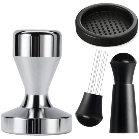 Marteau à poudre Hengli - Jeu de trois pièces 51 mmMarteau de tassage en acier inoxydable, poignée de machine à café, dispositif de tassage robuste, chiffon à expresso, kit de préparation (1/5)