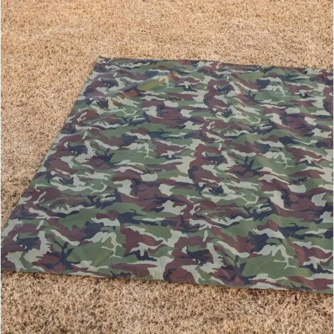 Camouflage jungle (4 piquets inclus) 3 m x 2,9 m Tapis d'extérieur imperméable et résistant à l'humidité, tapis de tente de camping résistant à l'usure, tapis de sol imperméable en tissu Oxford, tapis (1/5)