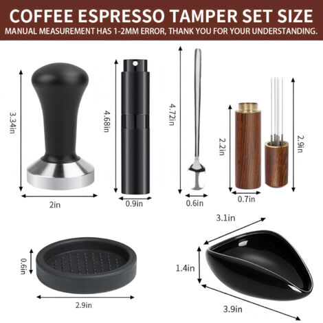 Ensemble d'accessoires pour café (6 pièces, 53/54 mm)Distributeur de café moulu solide, tasseur à café, extracteur pour machine à expresso, ensemble d'accessoires pour le café (1/5)