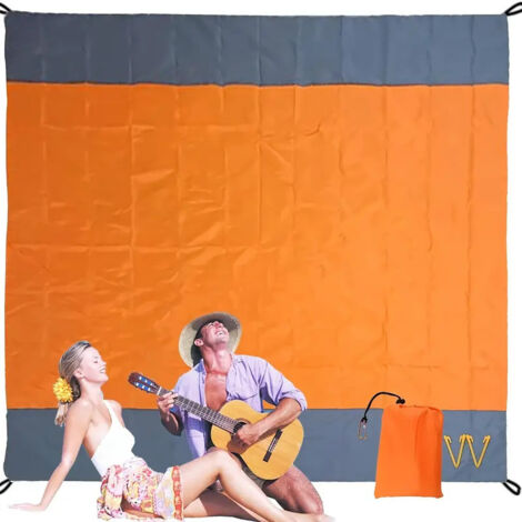 Corps principal : poche triangulaire rouge et gris foncé, 200 x 210 cm + coutures triples + bande étanche Tapis de pique-nique d'extérieur, tapis de plage imperméable et résistant à l'humidité, couver (1/4)
