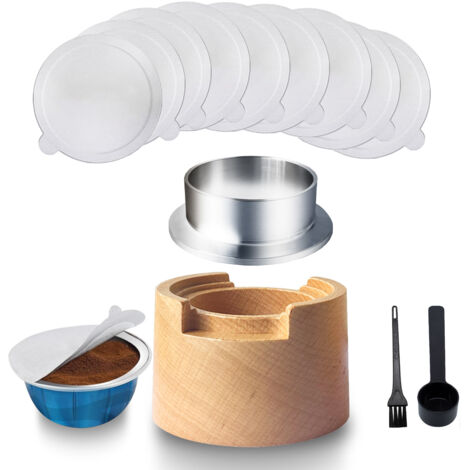 baseBase de remplissage de poudre pour porte-capsules VertuoLine réutilisable en bois de hêtre (1/5)