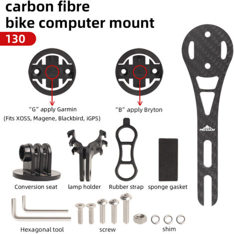 Support d'ordinateur en fibre de carbone de 130 mm Support de guidon intégré en fibre de carbone MOTSUV, support de caméra pour éclairage avant, accessoires de cyclisme (1/5)