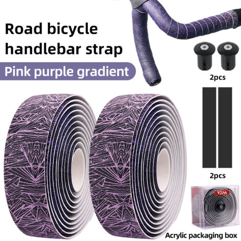 Violet Guidon de vélo VXM avec motif craquelé dégradé, respirant, antidérapant, absorbant les chocs et sangles douces et durables. (1/5)
