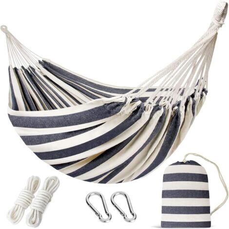 Style bâton courbé, gris, 200150 cm Hamac, hamac de loisirs de plein air pour une ou deux personnes, toile épaisse, panier suspendu pour dortoir universitaire, balançoire de camping.