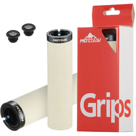 corps blanc anneau noir Poignées de guidon de vélo, guidons de verrouillage ultralégers en alliage d'aluminium, guidons en mousse antidérapants et amortissants, accessoires de vélo. (1/5)