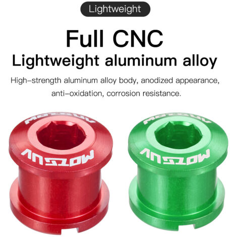 Jaune, 6,4 mm chacun Vis de fixation ultralégères en alliage d'aluminium coloré pour plateaux de vélo, mono/double plateau, clous de plateau en acier, pour plateaux simples et doubles. (1/4)