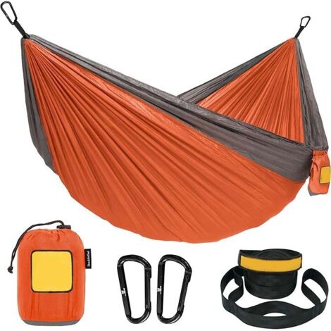Orange 270&140cm Hamac de camping double/simple, léger, lavable, hamac-panier portable pour l'extérieur (1/5)