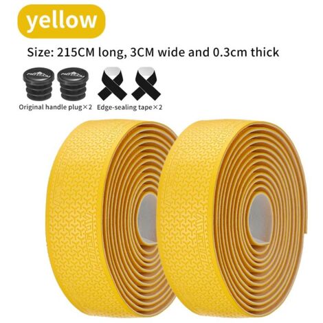Guidon de vélo de route jaune avec bandes de style Mercedes Poignées de guidon de vélo avec sangles uniques, matériau antidérapant et absorbant la transpiration, et conception absorbant les chocs/anti (1/5)
