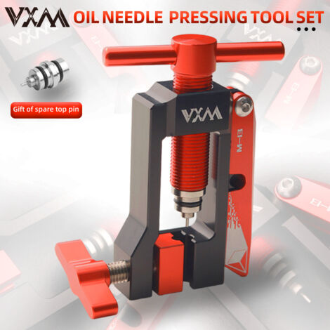rouge Outil universel d'installation d'aiguille de frein hydraulique pour vélo, pousse-tuyau hydraulique, presse à disque hydraulique à cinq fils avec tête olive et tête en T