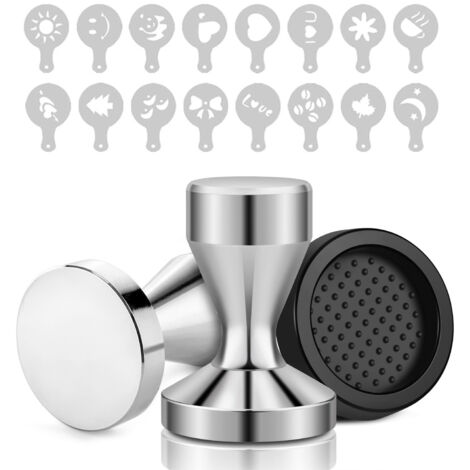 Marteau à poudre en acier inoxydable + tampon pour marteau à poudre + moule d'emboutissage de 53 mmTasseur à expresso 51/53/58 mm, ensemble de tasseurs pour machine à café en acier inoxydable massif, (1/5)