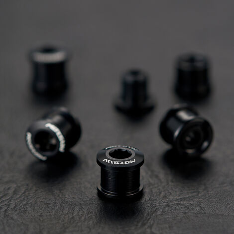 Lot de 5 doubles disques noirs Vis de plateau de vélo anodisées colorées 4,9/6,4 mm, vis de plateau simple/double en alliage d'aluminium 7075. (1/5)