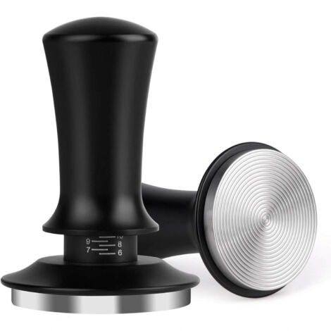 Marteau à poudre en acier inoxydable et séquoia de 51 mmTasseur à café avec graduation réglable, tasseur à force constante, tasseur à expresso, acier inoxydable, 58 mm. (1/5)