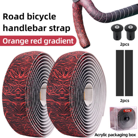 rouge Guidon de vélo VXM avec motif craquelé dégradé, respirant, antidérapant, absorbant les chocs et sangles douces et durables. (1/5)