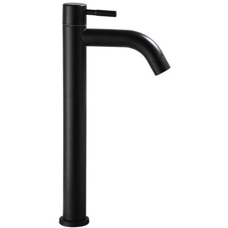 Forehill – Robinet de salle de bain noir – Eau froide uniquement – Laiton épais résistant aux rayures – Montage facile 3/8'