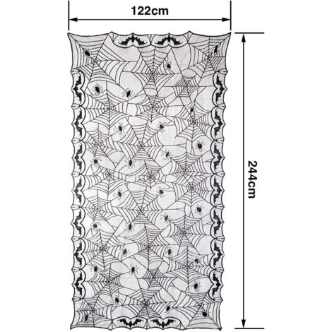 Nappe décorative Halloween en tissu toile d'araignée, décoration murale, haute résolution 244x122cm noir