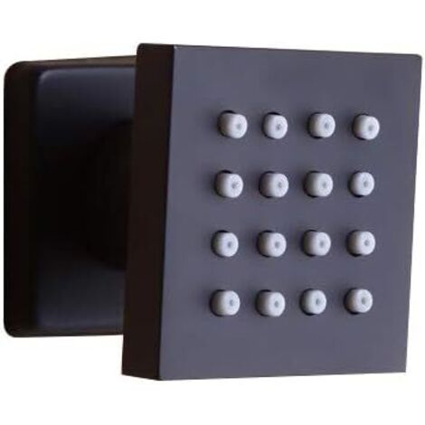 Douche murale à jet intégral 16 jets orientable carrée à fonction unique, noir mat