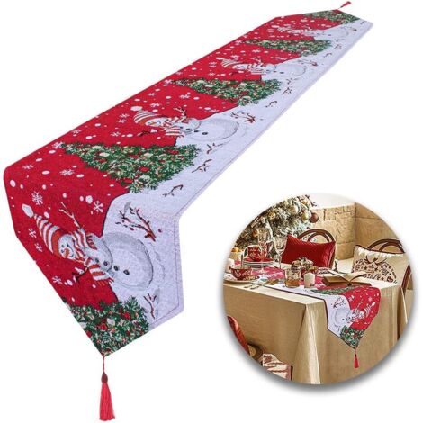 1pc décoration de nappe de noël festive nappe de décoration de noël, décoration de table de noël (1/4)