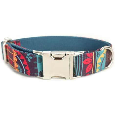 Collier pour Chien en Nylon réglable personnalisé avec Fleur pour Chien, Cadeau créatif de Style National Maya pour Animal de Compagnie - Convient pour Les Grands Moyens et Petits Chiens 42-48CM