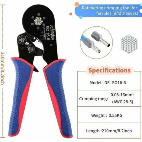 Pince à Sertir, Kit d'outils de Sertissage 0.08-16mm²/28-5 AWG, avec 1200 Cosses Electriques a Sertir, Pince Auto-réglable, Outil de Sertissage de Câbles