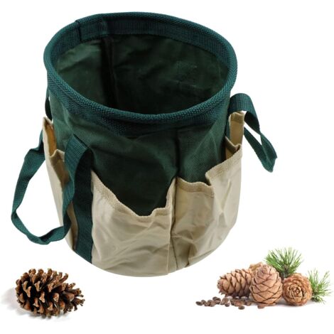 Sac à outils de jardinage étanche ceinture en tissu Oxford résistant à l'usure sac de rangement multifonctionnel vert foncé