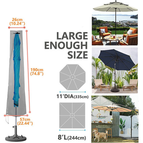 BDD Housse de parasol de jardin, grande housse de parasol de table de jardin étanche, housse de parasol Oxford 210D 1905030CM