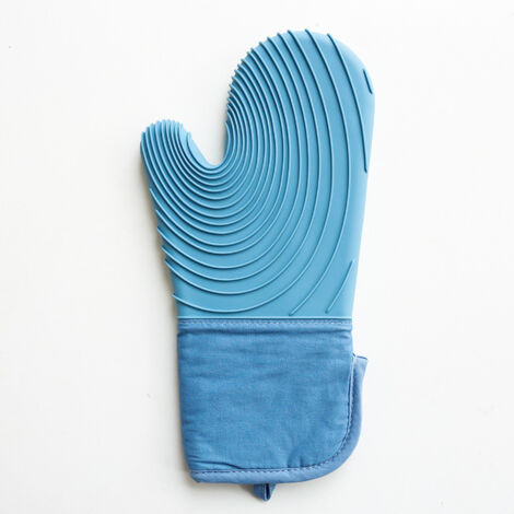 1 paire de gants de cuisine résistants à la chaleur, gants de cuisine en silicone antidérapants gants de cuisine en coton isolés gants de cuisine pour cuisine Pizza Grill gants de four 1933cm bleu